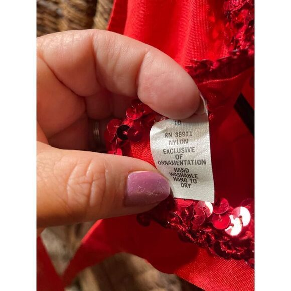 She Devil Sheer Cape with Sequined choker neck and hood with Gold Horns& Red pai - Picture 10 of 14